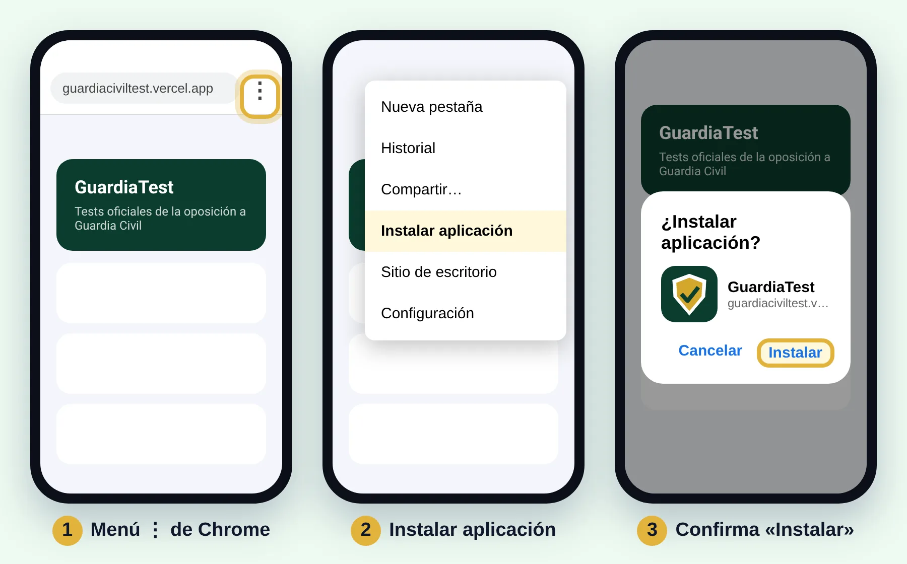 Chrome, menú, Instalar aplicación